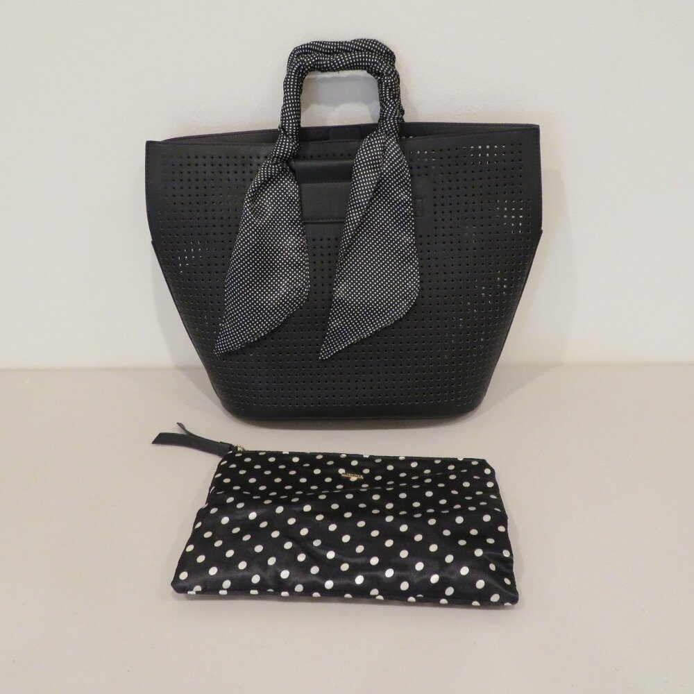 Anthropologie Remi/Reid Black Vegan Tote Bag Scarf Handles